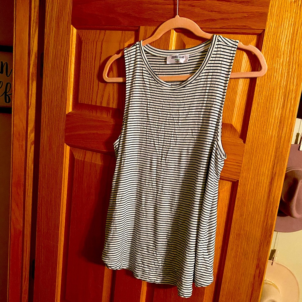 Double zero black and white striped tank